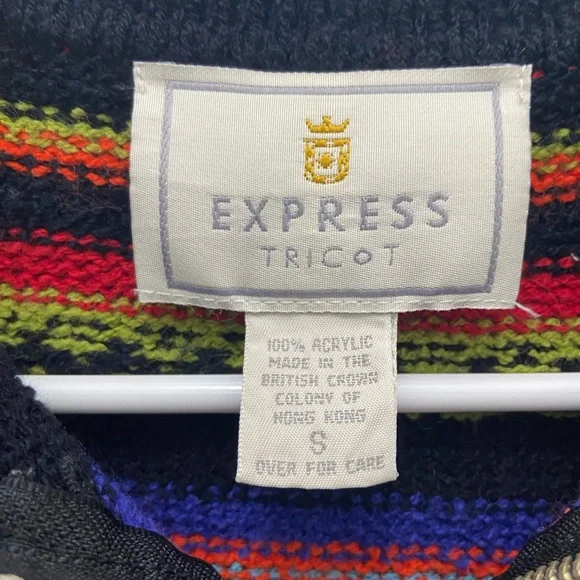 Vintage Express Tricot Sweater Striped Quarter Zip - Picture 3 of 4